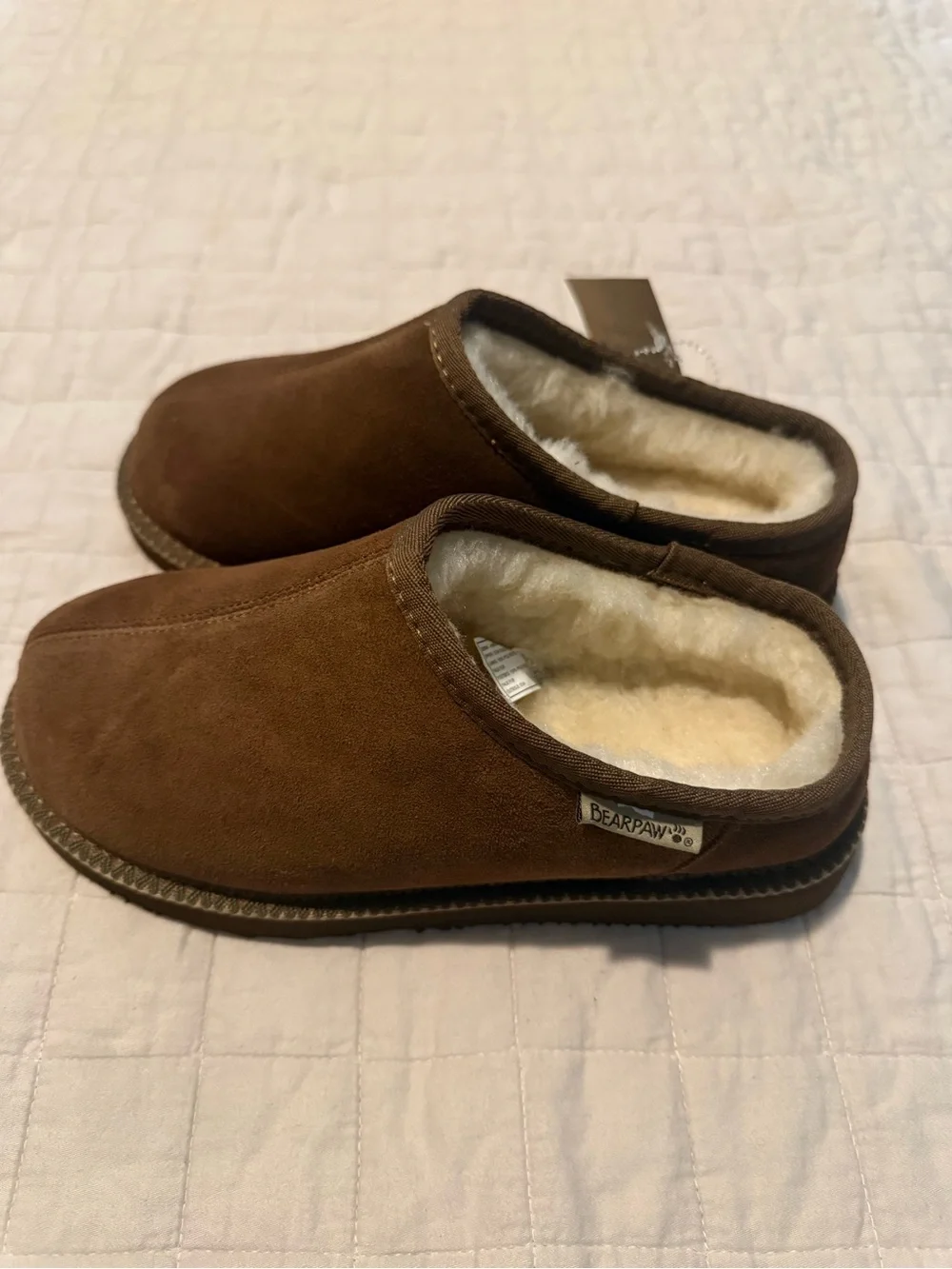 BearPaw Kids Chestnut Brown Slip-On Faux Shearling Slippers